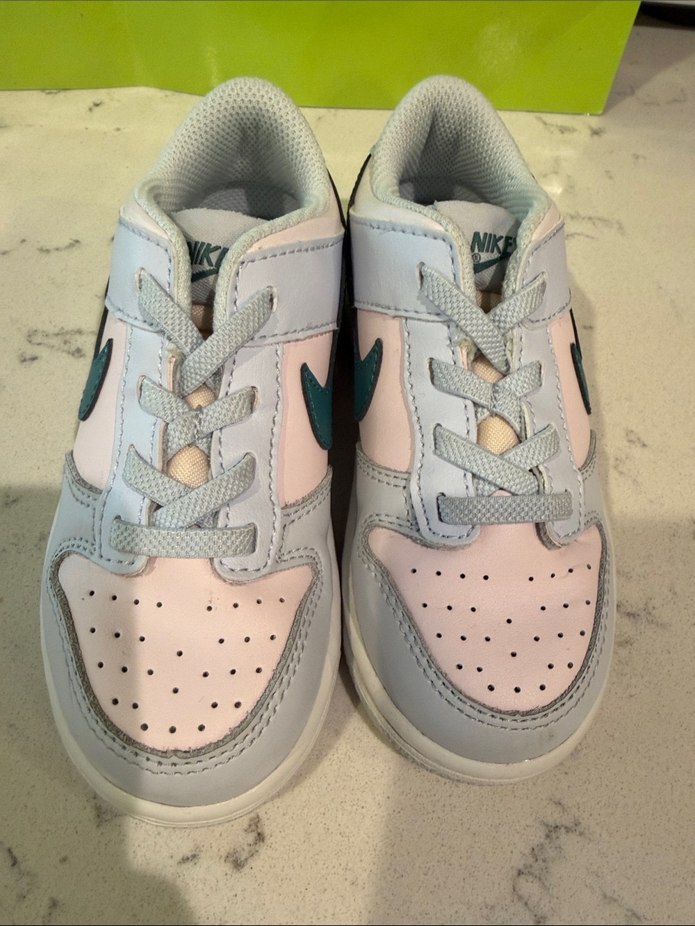 Nike Kids White, Light Pink & Teal Low-Top Sneakers